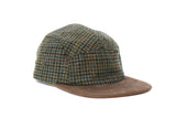 Beige Green Chequered Houndstooth Five Panel Hat