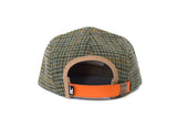 Beige Green Chequered Houndstooth Five Panel Hat