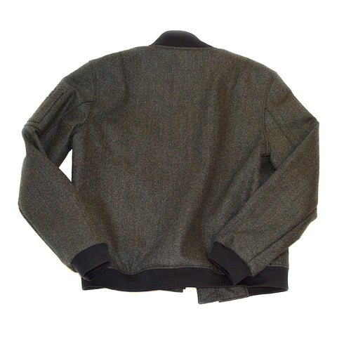 Wool bomber jacket grey herringbone